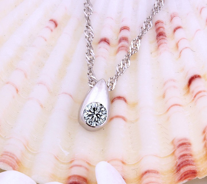 SS11065 S925 sterling silver round diamond necklace